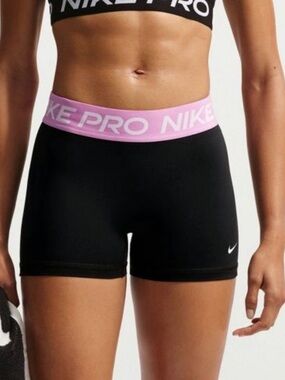 Nike Pro Women's Black Bike Shorts with Pink Logo Waistband

Tags still on
